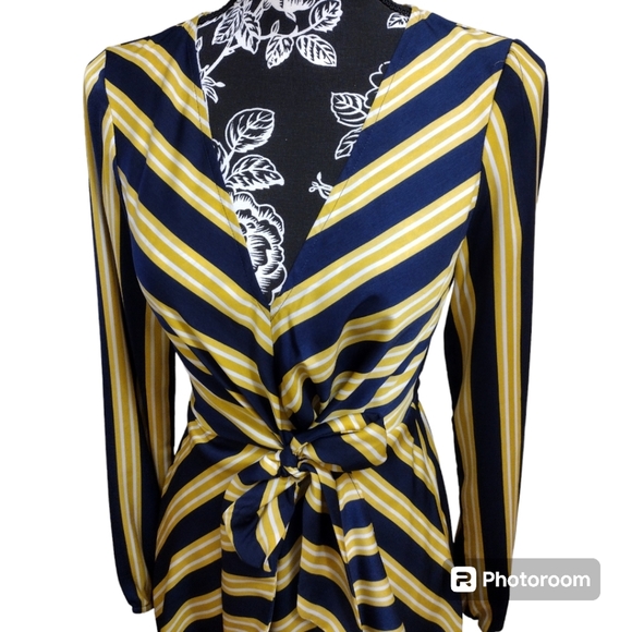 Express Mock Wrap V-Neck Dress - Picture 3 of 8